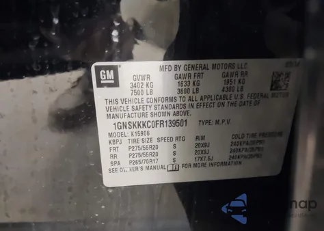 2015 Chevrolet Suburban 1500 Ltz z USA, uszkodzony, nr VIN 1GNSKKKC0FR139501